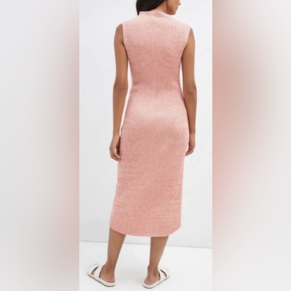 Anthro Daily Practice Ribbed Mock Neck Midi Dress Size Medium Coral Orange - Picture 2 of 6